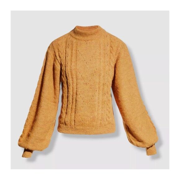 Stella Pardo Paris Orange Tan Alpaca “Misae” Pullover Mock Neck Sweater - XS EUC - Picture 3 of 9